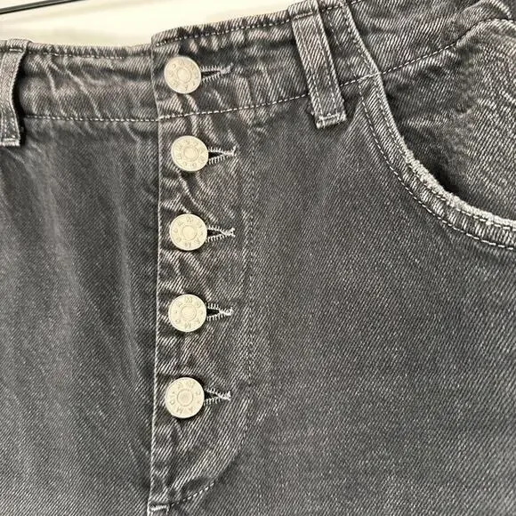 AMO Dock Pant 28 Vintage Black Wide Leg Jeans High Rise Button Fly